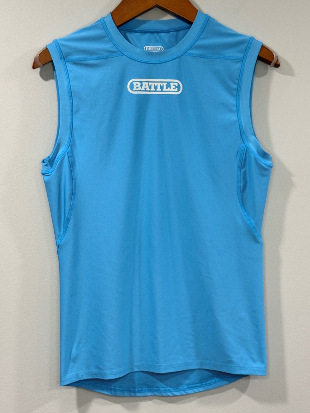 Battle Football Mens Bright Blue Sleeveless Muscle Tank Top Size S